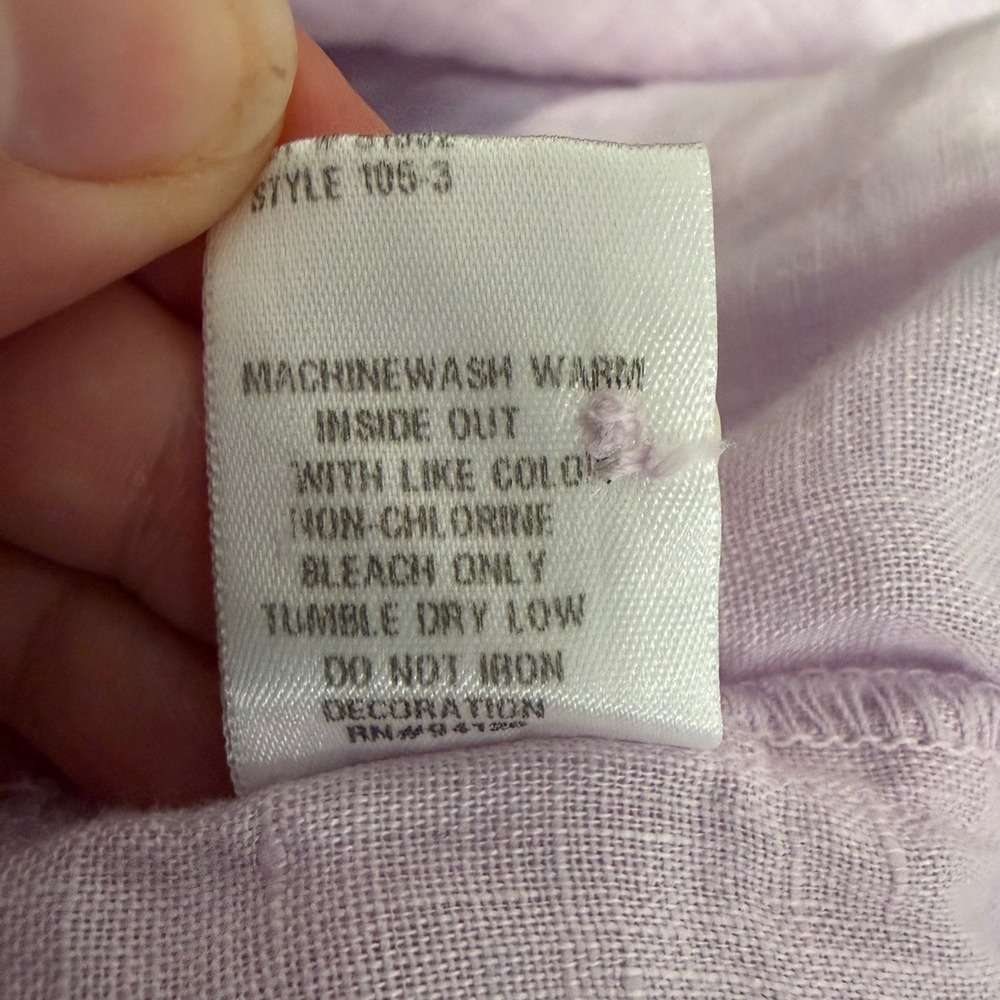 CP Shades Lavender Purple 100% Linen Button Down Shirt Tunic Womens Medium 105-3 - Picture 6 of 6